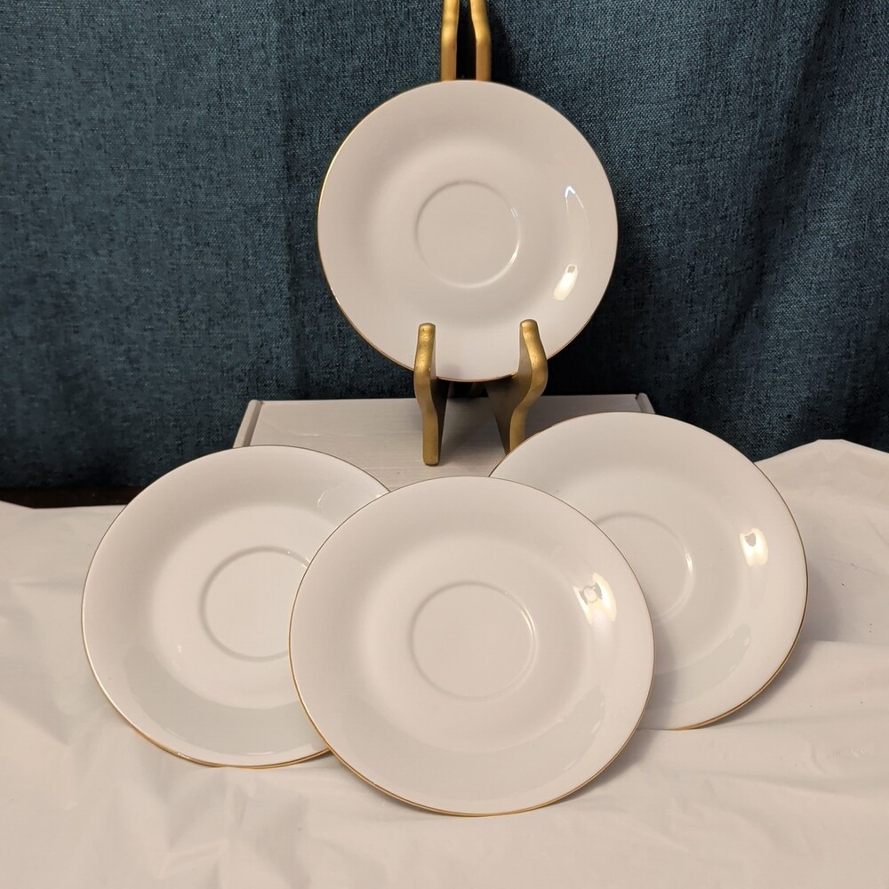 Set of 4 Sea Gull Fine China Saucers 6" | Jian Shang Gold Trim | Replacement - Picture 9 of 16